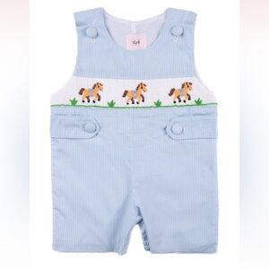 Horses smocked jon jon romper henry gingham toddler boy shortall shop teeta